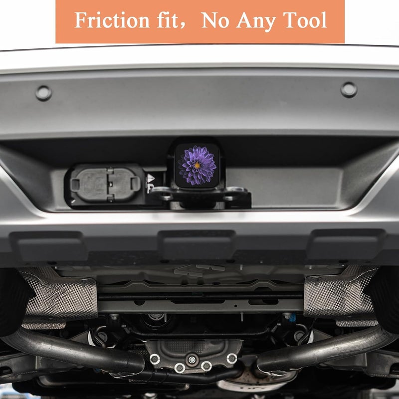 Tnomchey Purple Floral Trailer Hitch Plug Cover Dark Chrome Violet Flower Dahlia Macro Rubber Receiver Tube Hitch Plug Tow Tube Base Protection Accessory Fits Most Car Models - Image 5